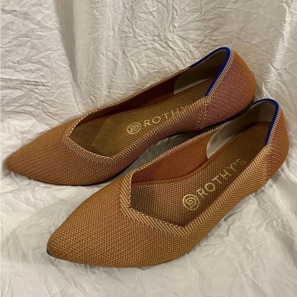 Rothy's Women's Brown Flats with Blue Trim - Picture 1 of 8